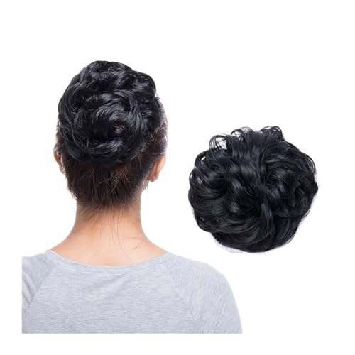 Haarteil Synthetischer, unordentlicher Haarknoten, Haarknoten, künstliches Haar, Chignon, elastisches Haarband, Haarteile for Frauen, Hochsteckfrisur, Donut-Chignon Haarverlängerung(Dark black)