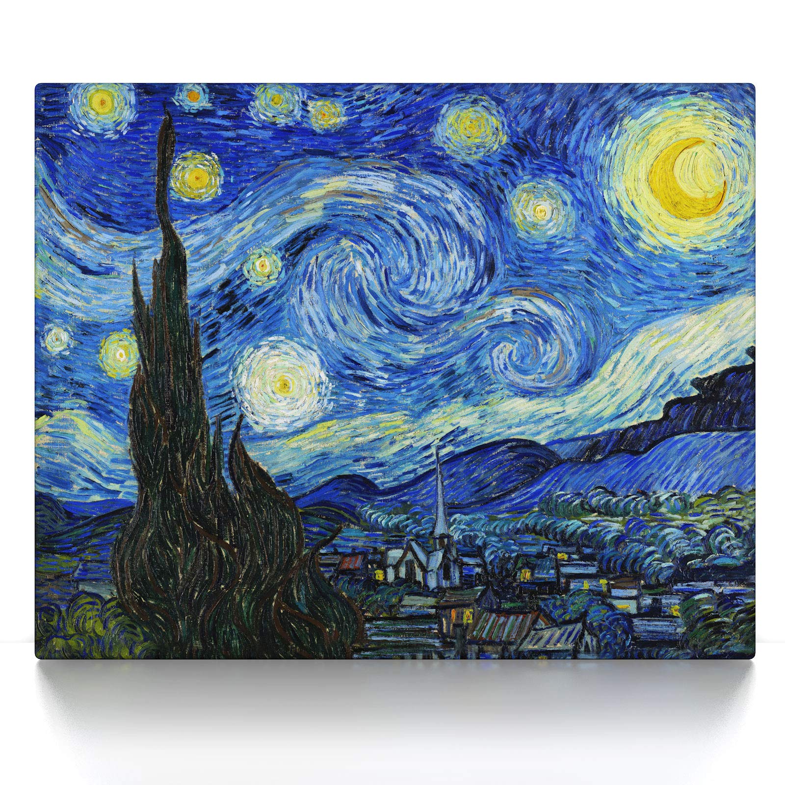 CanvasArts Sternennacht - Vincent Van Gogh - Leinwandbild (60 x 50 cm, Leinwand auf Keilrahmen)