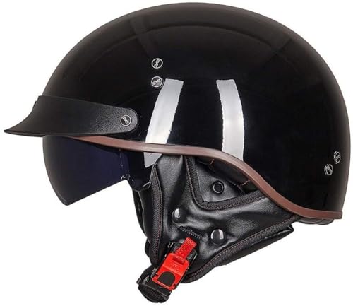 EBAYIN Halbhelme Jethelme Brain - Cap Cruiser Chopper Scooter Pilot Jet Helm DOT+ECE Zertifizierte Persönlichkeit Retro Harley Motorradhelm,F-L=（59~60cm）