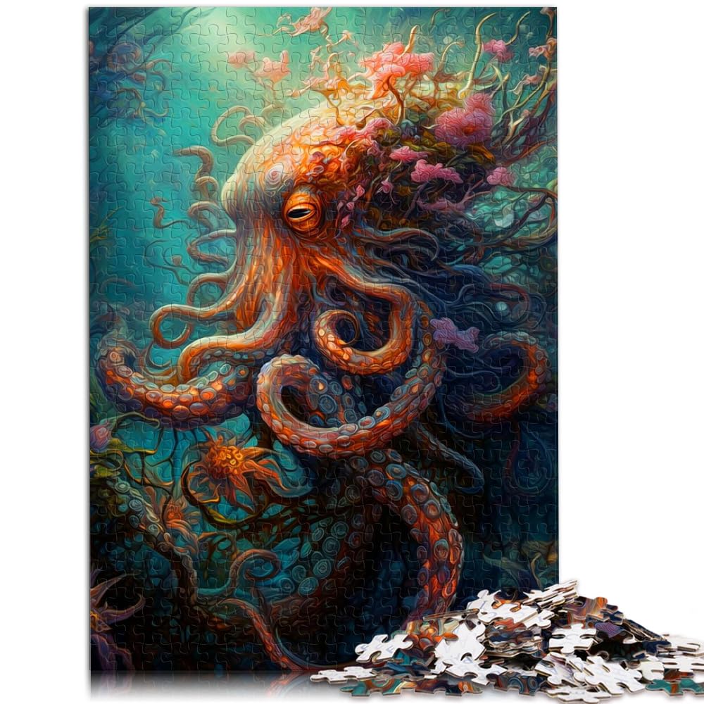 Puzzles Octopus 1000-teiliges Holzpuzzle, jedes Teil ist einzigartig – anspruchsvolles, unterhaltsames Familienspiel, 1000 Teile (50 x 75 cm)