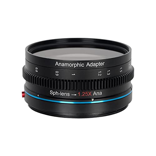 SIRUI 1,25x T2.9 Anamorphotischer Adapter mit einfachem Fokus vorne, 82mm Gewinde hinten mit Ringen (67mm, 72mm, 77mm, 92mm), Anamorphotischer Objektivadapter