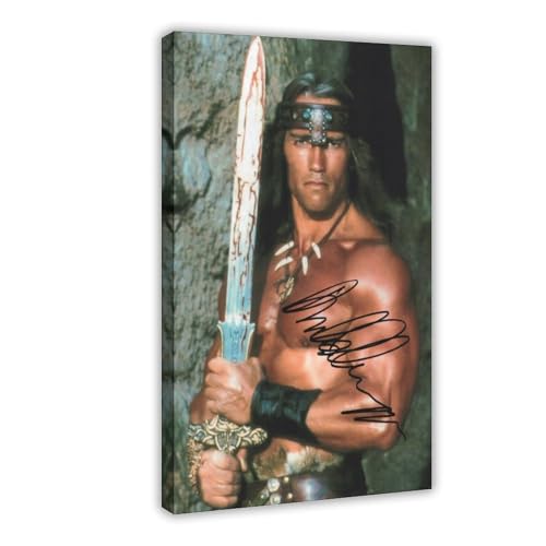 Photographie Signée Arnold Schwarzenegger Conan En Édition Limitée + Autogramm Zertifikat auf Leinwand, Wandkunst, Dekordruck, Gemälde für Wohnzimmer, Schlafzimmer, Dekoration, 60 x 90 cm