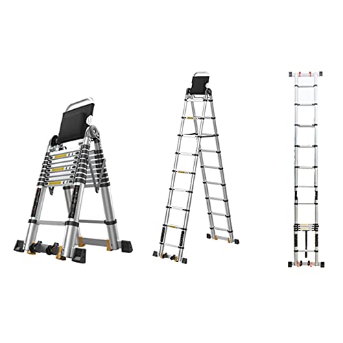 Teleskopleiter aus Aluminium mit mehreren Positionen, einfach zu verwendende und zu tragende Teleskopleiter mit Werkbank und Stabilisatorstange, rutschfeste, leichte Teleskopleiter vom Typ A, tragbare