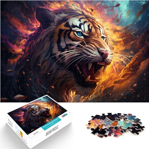 Puzzle für Fantasie, farbenfroher Kunsttiger, 1000-teiliges Puzzle für Erwachsene, Holzpuzzle, Familienunterhaltungsspielzeug, 1000 Teile (50 x 75 cm)