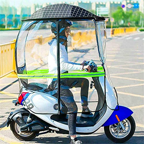 Universeller Elektrischer Motorrad-Sonnenschutz, Motorrad-Regenschutz, Zusammenklappbarer Fahrrad-Sonnenschutz, Regenschutz, Wasserdichter Batterie-Auto-Überdachungsschirm (Dunkelblau 2 A)