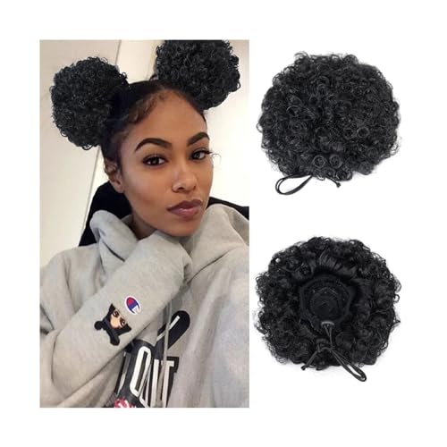 Haarteile Haarknoten 2 Stücke Afro Puff Kordelzug Pferdeschwanz Haarverlängerung Synthetische Flauschige Verworrene Lockige Brötchen Hochsteckfrisur Haarteile Donut Chignon Haarteile Brötchen Haare