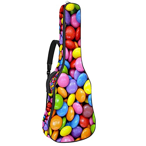 Akustikgitarre Tasche Dicke Polsterung Wasserdicht Dual Verstellbarer Schultergurt Gitarrenkoffer Gig Bag (Schokoladenbonbons)