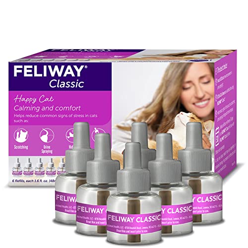 Feliway Classic Cat Calming Pheromon, 30 Tage Nachfüllpackung, 6 Stück