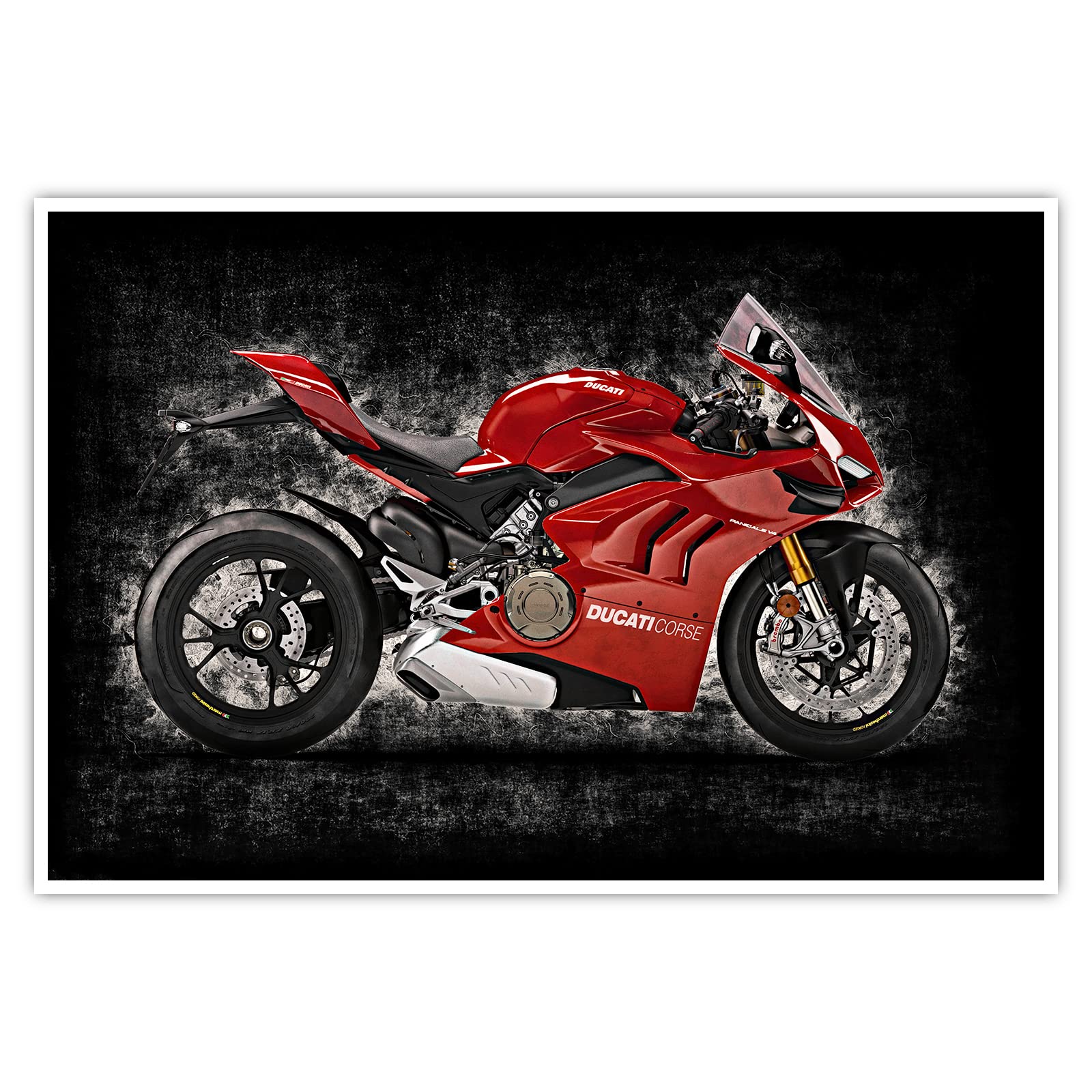 CanvasArts Ducati Panigale V4 II - Poster - Wandbild Motorrad Modern (120 x 80 cm, Poster)