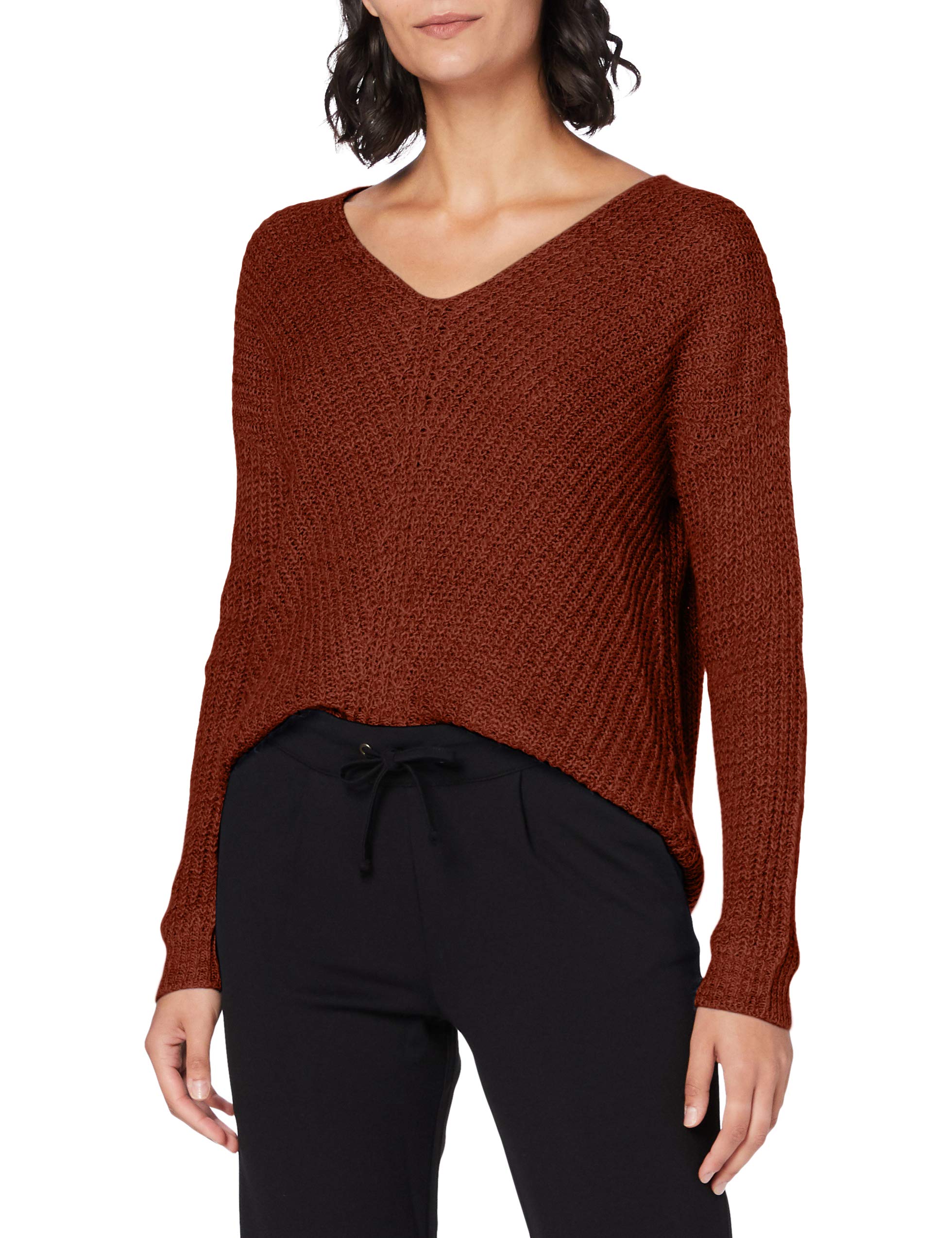 JDY Damen JDYNEW Megan L/S KNT NOOS Pullover, Smoked Paprika/Detail:W. Black PLY, M