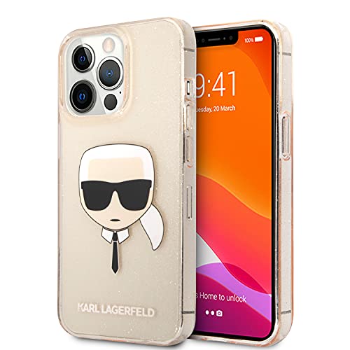 Karl Lagerfeld KLHCP13LKHTUGLGO Hülle für iPhone 13 Pro / 13 6,1" golden Glitter Karl`s Head