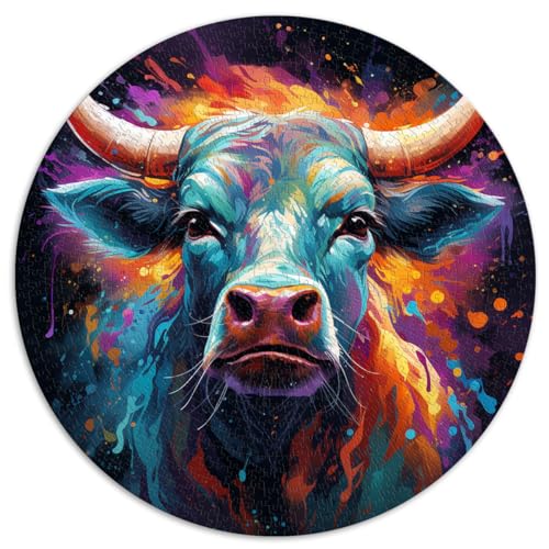 Spielgeschenk Jigsaw Bull Colorf 1000-teiliges Puzzle für Erwachsene 67,5 x 67,5 cm für Puzzle-Wanddekoration Einzigartige Geburtstags