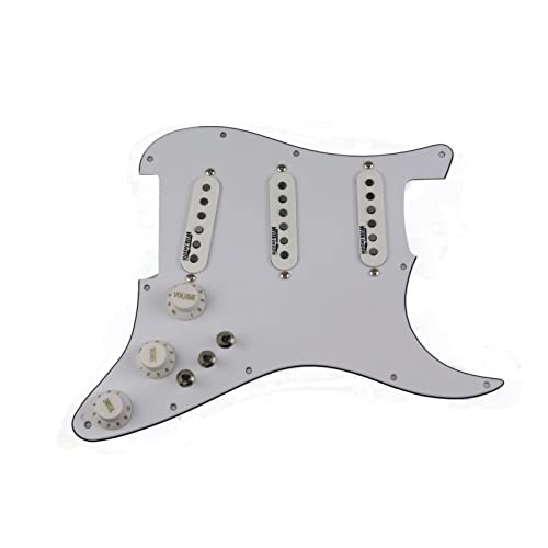 Geladenes Gitarren-Pickguard Gitarren-Pickup 7-Wege-Typ Voll Beladen Mit Vorverdrahteter Pickguard SSS. AINICO 5 Single-Coil-Pickup-Set Für Stratocas-Gitarren (Color : White)