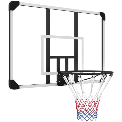 SPORTNOW Basketballkorb, Basketballbrett mit Korb, Basketballnetz mit Basketballboard, Wandmontage, für Outdoor, Stahl, 113 x 61 x 73 cm, Weiß