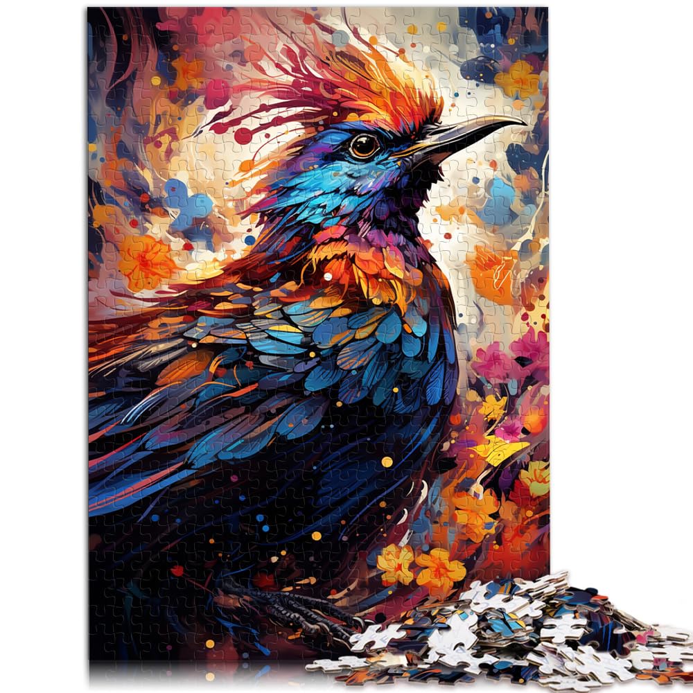 Puzzle für farbenfrohe Psychedelie Heiliger Vögel, 1000-teiliges Holzpuzzle, entspannendes geistiges Lernspielzeug, 1000 Teile (50 x 75 cm)