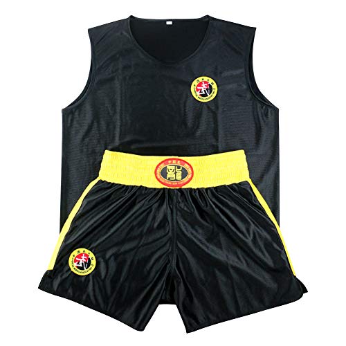 Yudesun Kampfsport Bekleidung Unisex Kinder Erwachsene Wettkampfbekleidung Boxing Sets - Muay Thai Sanda Boxen Training Tragen Kampf Gegen Kleidung Shorts Leistung Kampfanzug Schwarz 110cm