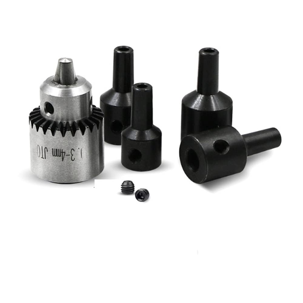 KhUKhu Bohrfutter-Adapter, Stahl-Bohrklemme, Bohrfutter-Kupplung, Verbindungshülse, Verbindungsstange für 4 mm, 5 mm, 6 mm, 8 mm Motorwelle, Bohrfutter (Farbe: 0,3–4 mm Bohrfutter und Schlüssel)