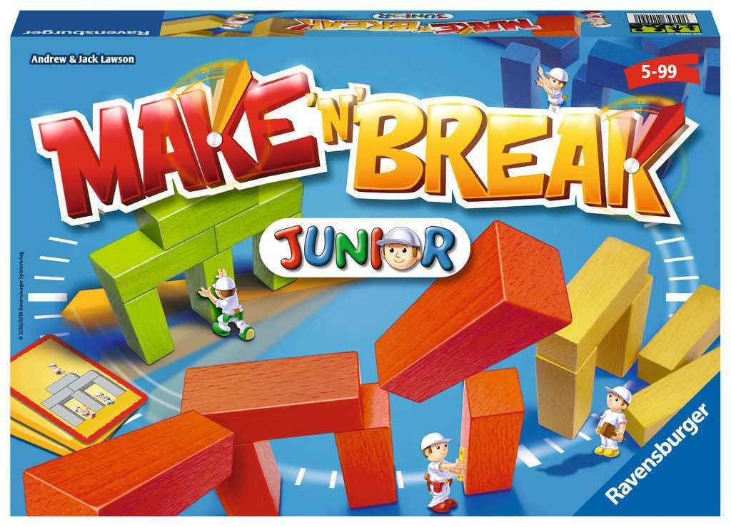 Ravensburger 22009 - Make 'n' Break Junior - Gesellschaftsspiel für die ganze Familie mit Bausteinen, Junior Version, Spiel für Erwachsene und Kinder ab 5 Jahren, für 2-5 Spieler