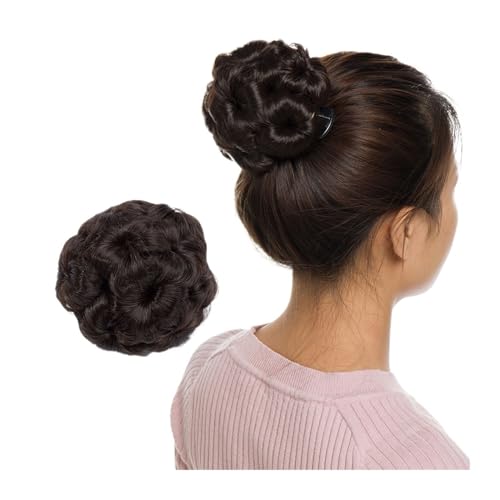 Haarknoten, Synthetische Klaue Clip In Chignon Gefälschte Haare Chignon Bun Haarteil Schwarz Braun Blonde Frauen Lockiges Chignon Bun Haar,für Hochsteckfrisur-Perücke(Color:Meidum brown)