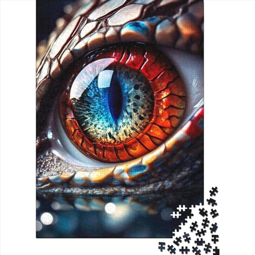 1000-teiliges Puzzle für Erwachsene und Teenager, Drachenauge, Rot und Blau, Puzzles für Erwachsene und Teenager von Stress Reliever Staycation Kill Time, 75 x 50 cm