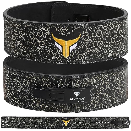 Mytra Fusion gewichthebergürtel weiße Schnalle lifting belt for Fitnessstudio, Fitness, Training, gewichthebergürtel herren & damen gym belt (Black, XL)