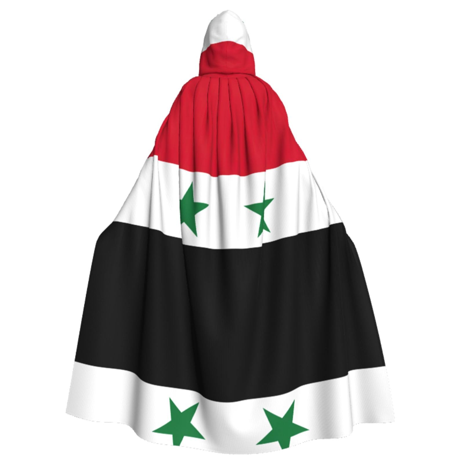 YQxwJL Flagge der Arabischen Republik Syrien Druck Halloween Umhang Herren mit Kapuze Umhang Renaissance Umhang für Erwachsene Cosplay Hexenumhang Umhang Umhang