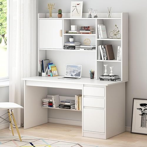 Moderner Home-Office-Schreibtisch mit Ablagefach, Schreibtisch-Arbeitsplatz mit Schrank und Bücherregal, Computer-Laptop-Schreibtisch mit Regal,A,100x45x163cm(39x18x64)