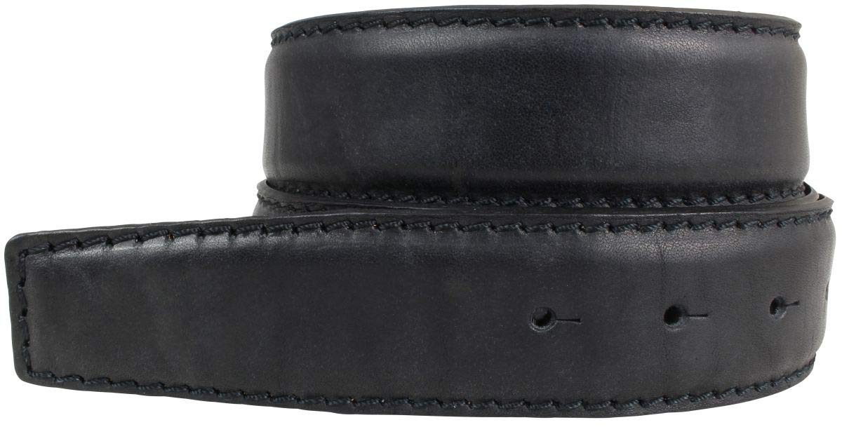 BELTINGER Wechselgürtel aus Vollrindleder mit Naht 4 cm ohne Schnalle | Druckknopf-Gürtel für Damen Herren 40mm | Jeans-Gürtel | Schwarz 105cm