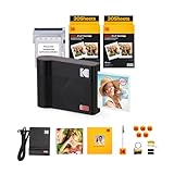 KODAK Mini 3 ERA 4PASS Mobiler Fotodrucker (7,6x7,6cm) Fotodrucker + Gift Paket + 8 Blatt im Lieferumfang enthalten + 60-Blatt-Patrone, Schwarz