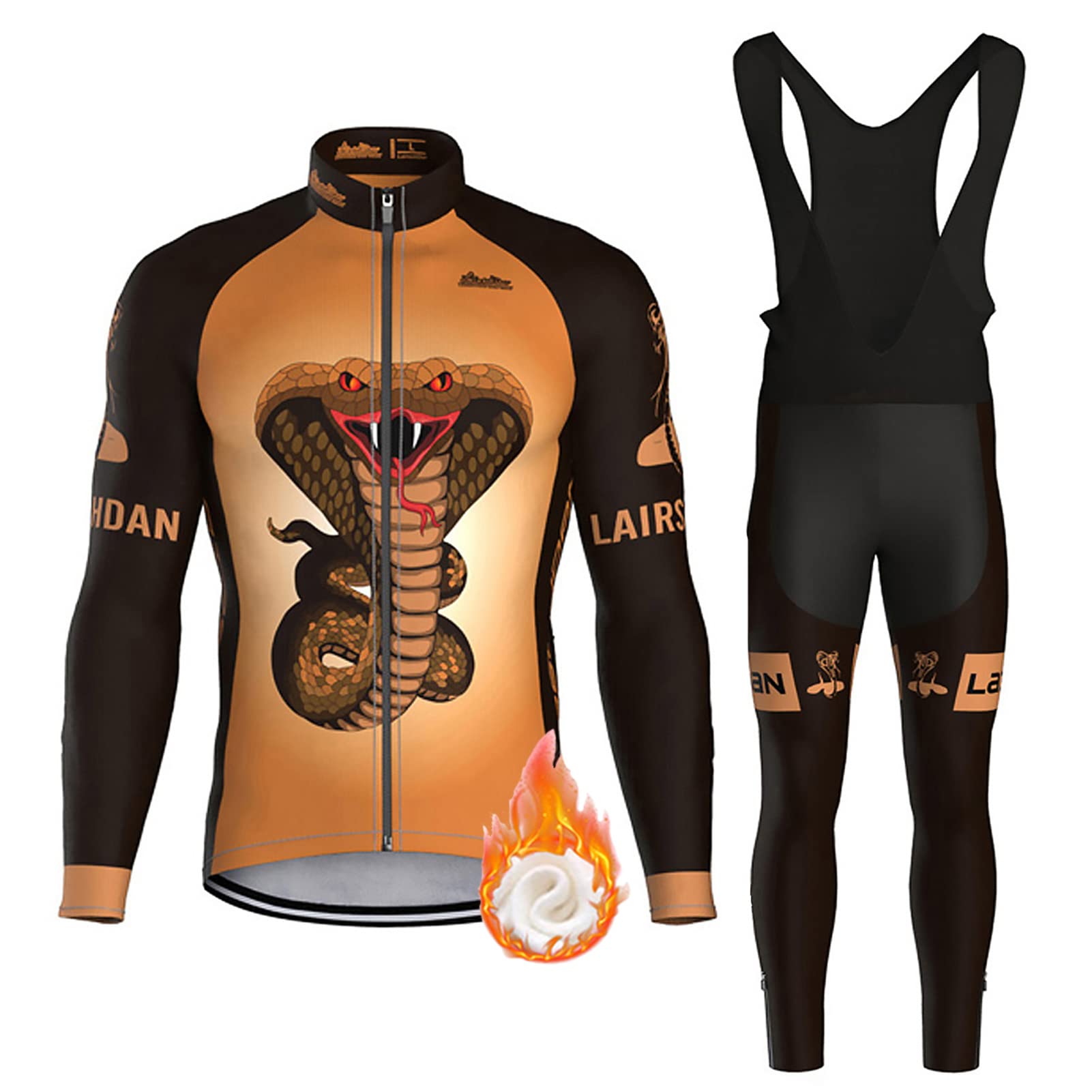 Fahrradbekleidung Herren Langarm Winter|Radtrikot Männer Radsportanzug Thermo Fleece,Fahrradtrikot Jersey und Trägerhose mit 9D Gel Sitzpolster,Bekleidung Cycling Atmungsaktiv Schnell Trocknen(8,5XL)