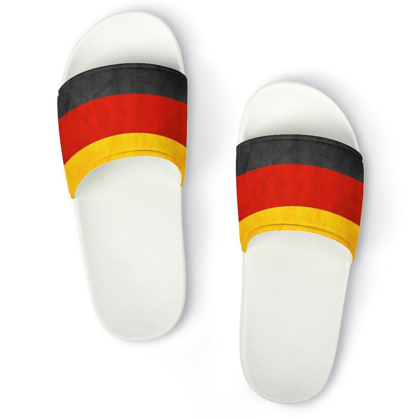 HABXNJF Duschpantoffeln Deutschland Flagge Sliders für Damen und Herren rutschfeste Slides, Weiße Deutschlandfahne, 43.5 EU