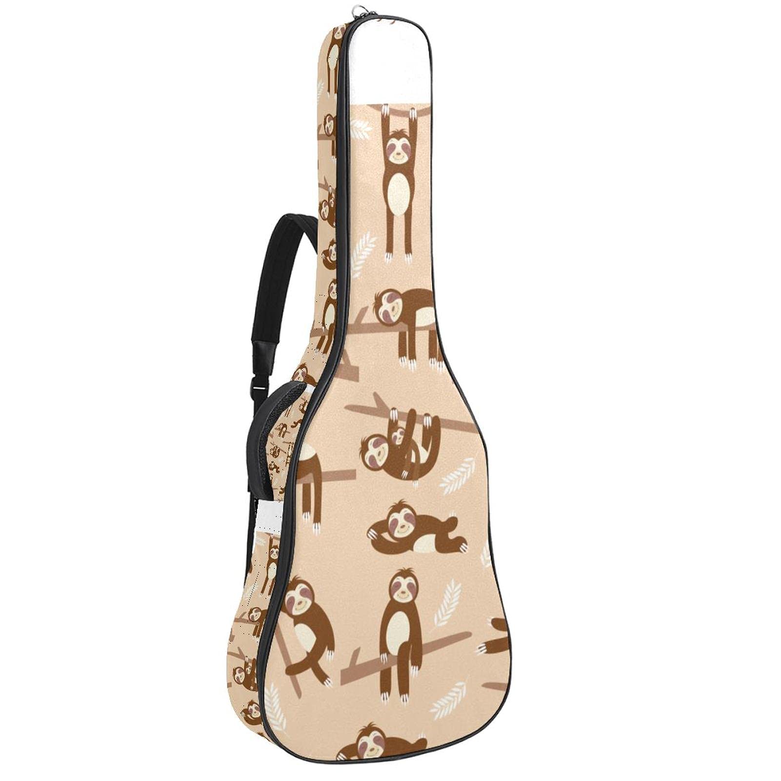 Gitarrentasche mit Schultergurten - Wasserdichtes, gepolstertes Gehäuse, akustische und klassische Gitarrentasche ， Faultier süß