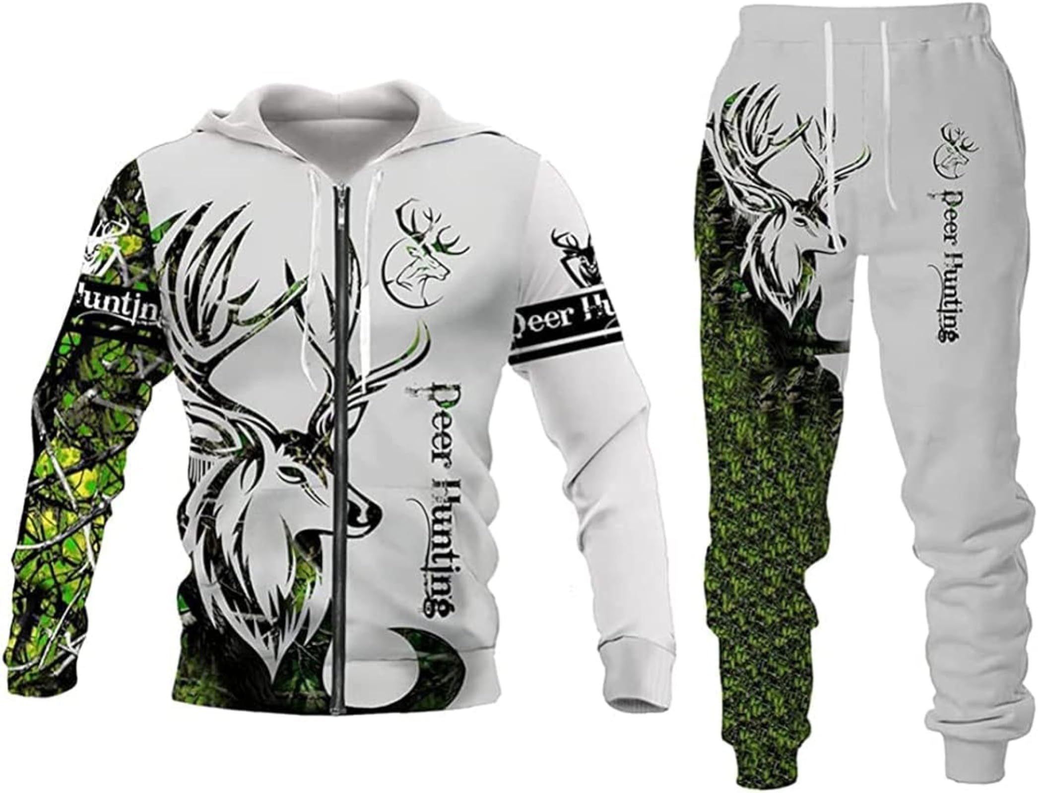 RIAAJ Herren Anzug Löwe Wolf 3D gedruckt Hoodie Hose Anzug Herren Herbst Freizeit Trainingsanzug Tiere (F6,M)