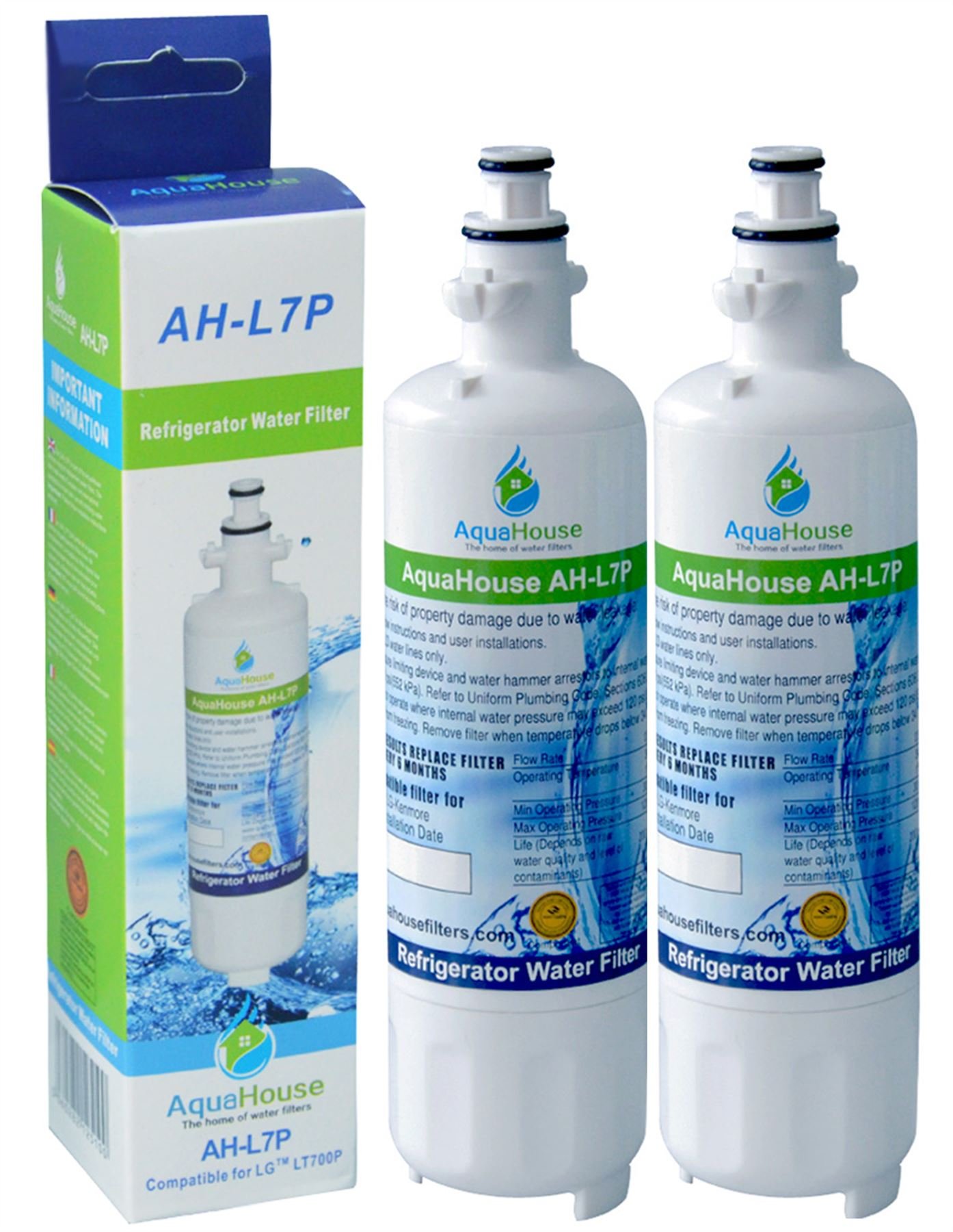 2x AH-L7P kompatibel für LG LT700P Wasserfilter, ADQ36006101, ADQ36006102, 048231783705, Sears/Kenmore 9690, 46-9690