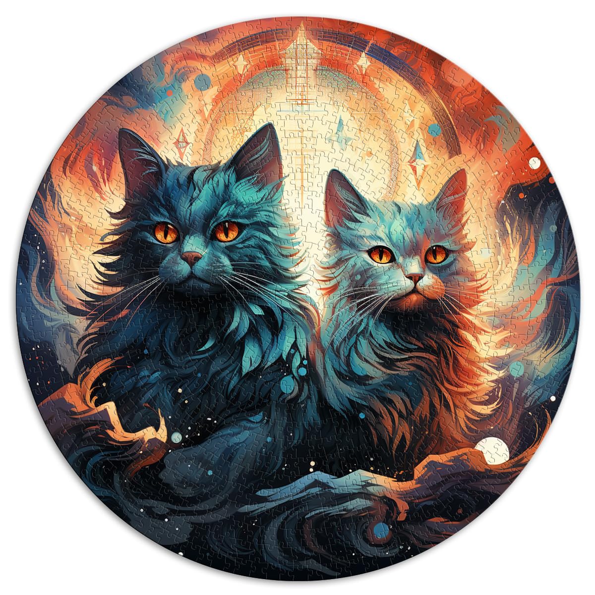 Puzzle für mystische Mondkatzen, 1000 Teile, Puzzle für Erwachsene, 26,5 x 26,5 Zoll, Lernpuzzle, Staycation, Zeit totschlagen