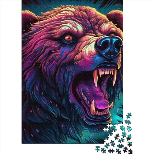 Wild Bear Holzpuzzle für Erwachsene, 500 Teile, für Erwachsene, schwierige Puzzles, Geburtstagsgeschenk für Erwachsene, Jungen und Mädchen (Größe 52x38cm)