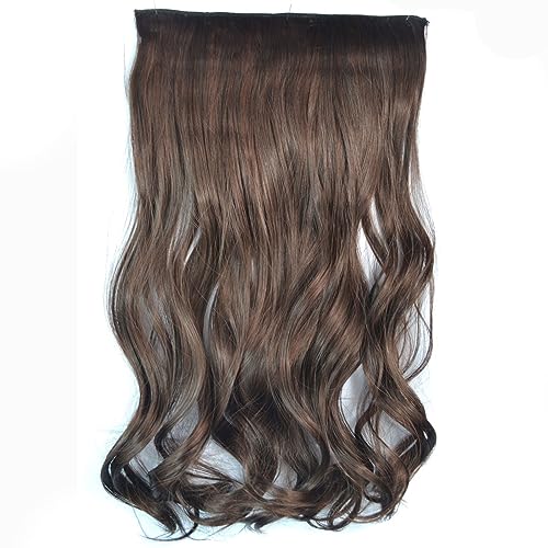 Clip-in-Haarverlängerungen 24-Zoll-Synthetik-Langwellen-Perücken-Clip-in-Haarverlängerungen mit 5 Clips-in-Haarverlängerungen, lange, gewellte synthetische Haarteile for Frauen Clip-in-Haarverlängerun