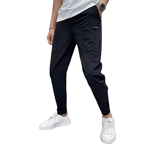 Herren High Stretch Multi-Pocket Skinny Cargo Hose 2023 Neue Casual Wandern Outdoor Sweatpant Casual Jogger Pant (Black,29(55-60kg))