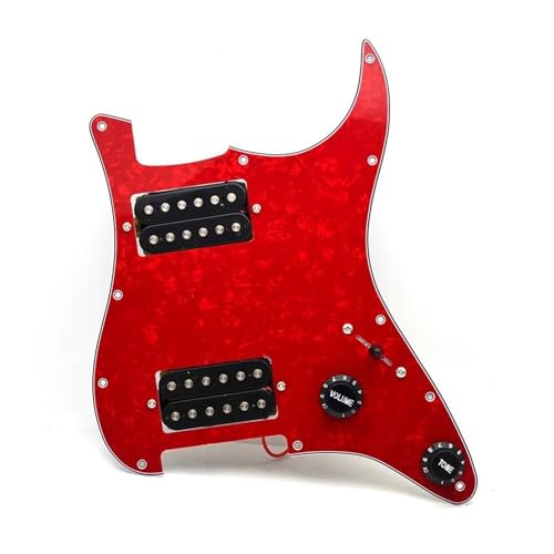 Schlagbrett Tonabnehmer für E Gitarre Mehrfarbiges HH-Schlagbrett für Gitarre, Schlagbrett für E-Gitarre und schwarze, vorverdrahtete Schlagbrettbaugruppe mit zwei Humbuckern(Red Pearl x Black)