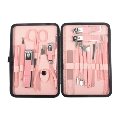 18 Teile/schachtel Maniküre Schneider Rosa Nagelknipser Set Haushalt Edelstahl Ohrlöffel Nagelknipser Pediküre Nagelschere Werkzeug,Rosa,A