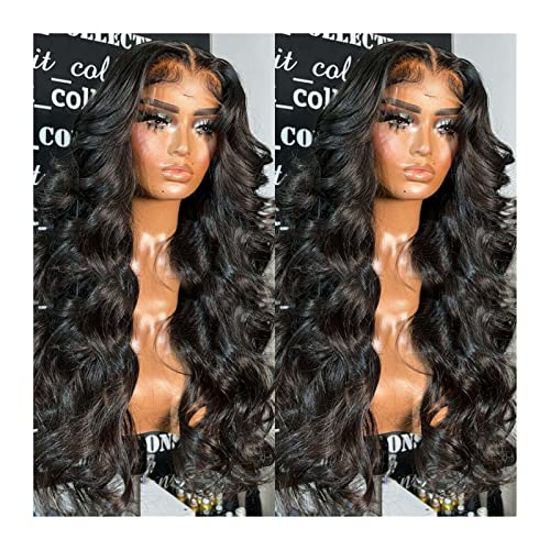 Perücken 13 x 6 transparente Spitze Frontal Perücke 30 Zoll Körperwelle Lace Front Echthaar Perücken 200 Dichte 4 x 4 5 x 5 Spitzenverschluss Perücken for Frauen Damenperücke(Color:13x6 Frontal Wig,Si