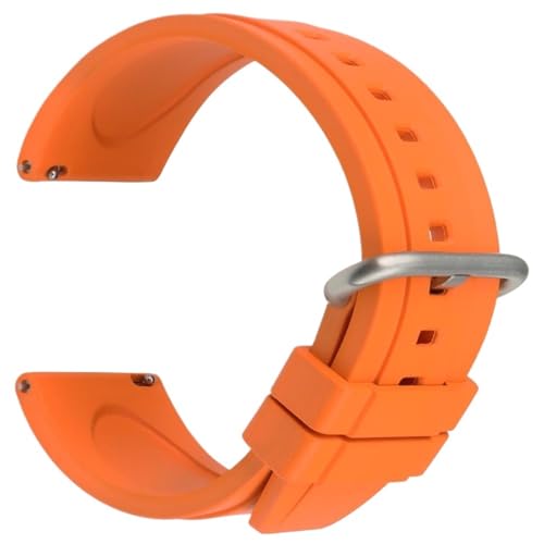 THBGTCNQ Weiches Gummi-Uhrenarmband, Sportuhrenarmband, Schnellverschluss, 20 mm, 22 mm, Gummi-Uhrenarmband, Gürtelschlaufe for Quarzuhr, Smartwatch(Orange S,22mm)