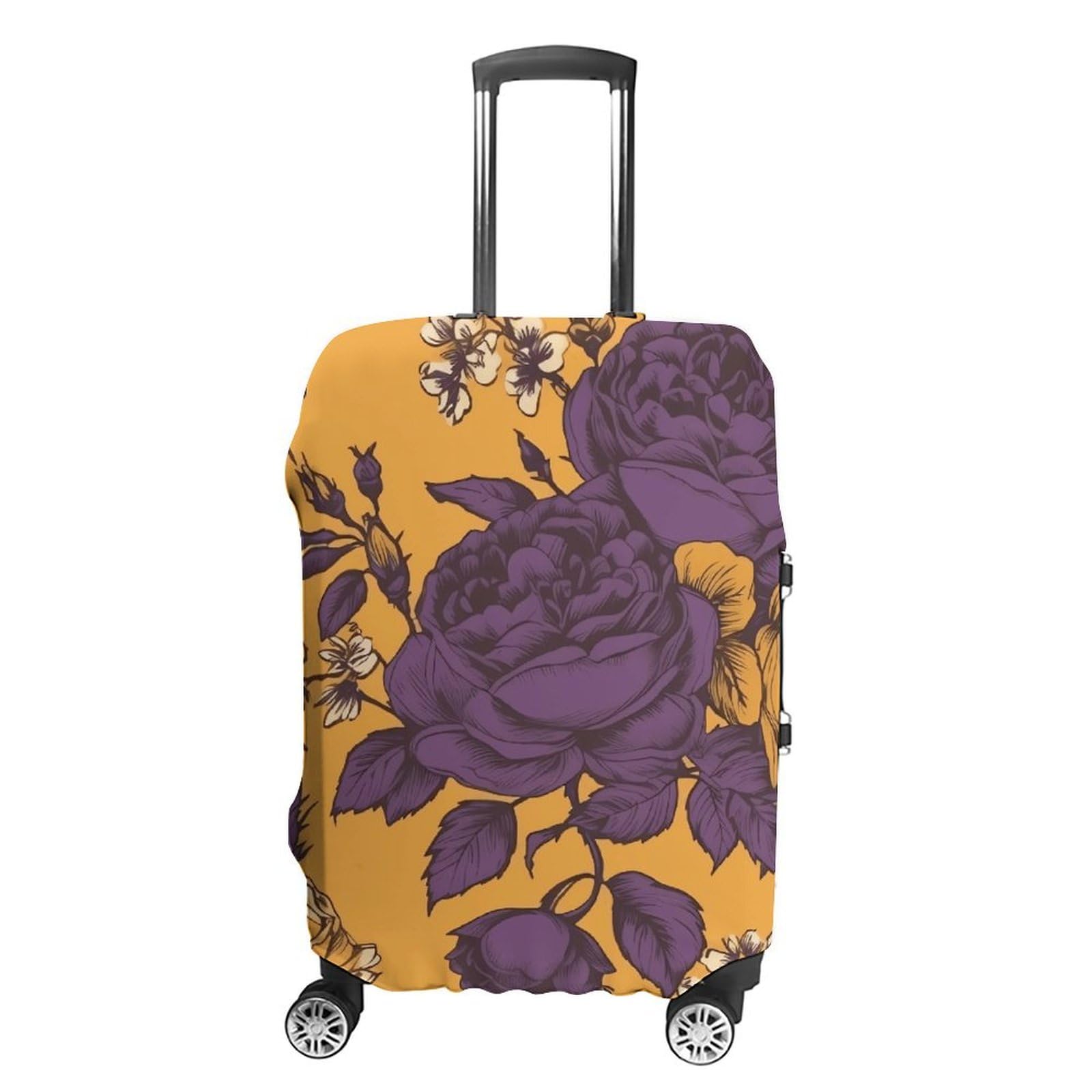 CSGJMYGS Reisegepäckabdeckung, elastisch, waschbar, modisch, kratzfest, Motiv: Rosen und violette Blumen, Kofferschutz, passend für 45,7 - 81,3 cm Gepäck, Style-3, XL