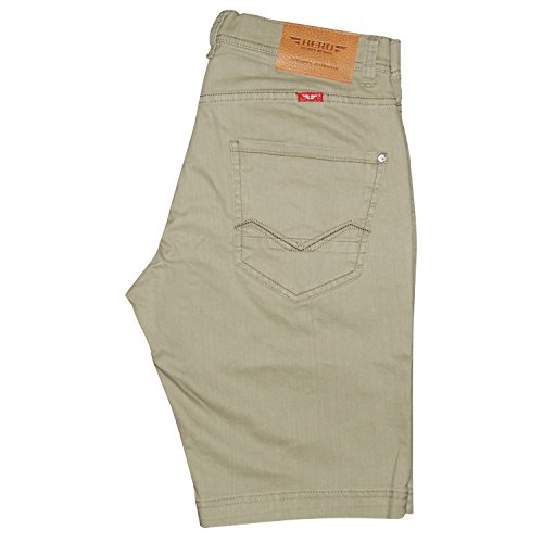 Hero Herren Denim Bermuda Stretch Jeans Hose Short Outdoorjeans (W32, Light Khaki)