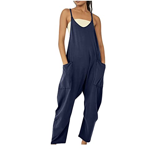 CSHE Klassisch Jumpsuit Damen Einfarbig Latzhose mit Taschen Atmungsaktiv Damen Playsuit Eleganter Kurz Latzhose Leicht Hosenanzüge Für Frauen (Mehrere Farben Verfügbar)