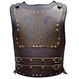 HiiFeuer Viking Warrior Brustpanzer, PU-Leder, Retro-Ritter-Leder-Körperpanzer, mittelalterliche Lederpanzer für LARP/Cosplay-Aktivitäten, Einheitsgröße, verstellbar