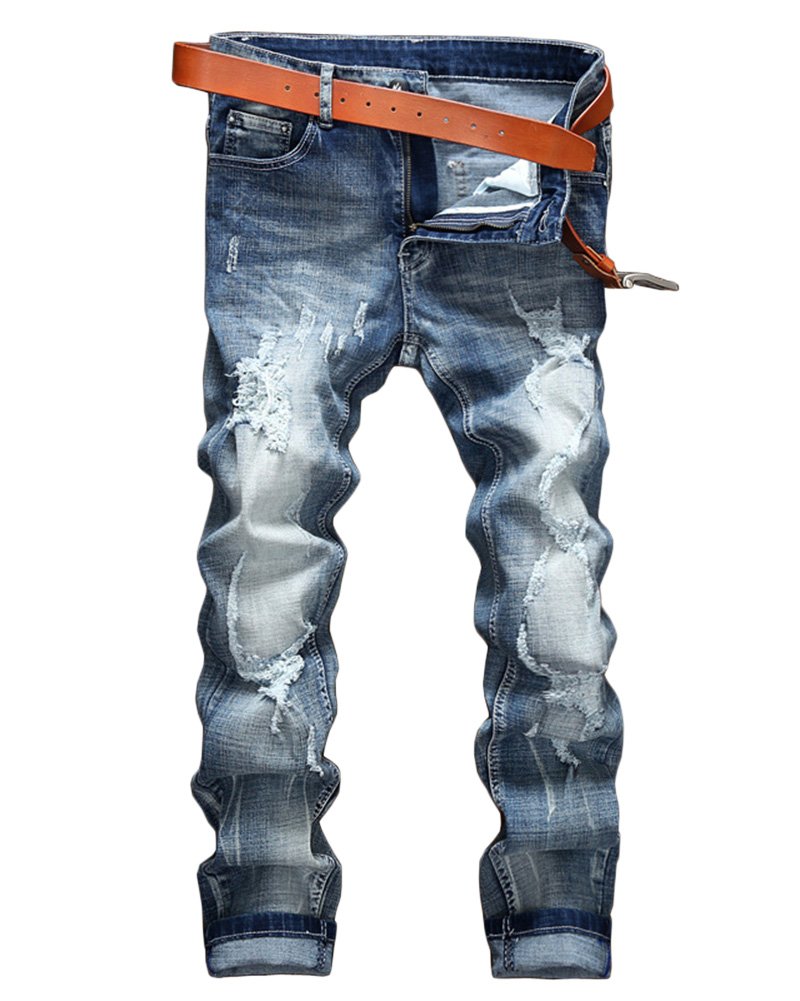 Gladiolus Herren Jeanshose Destroyed Regular Fit Jeanshose Denim Jeans Hose Hellblau 33