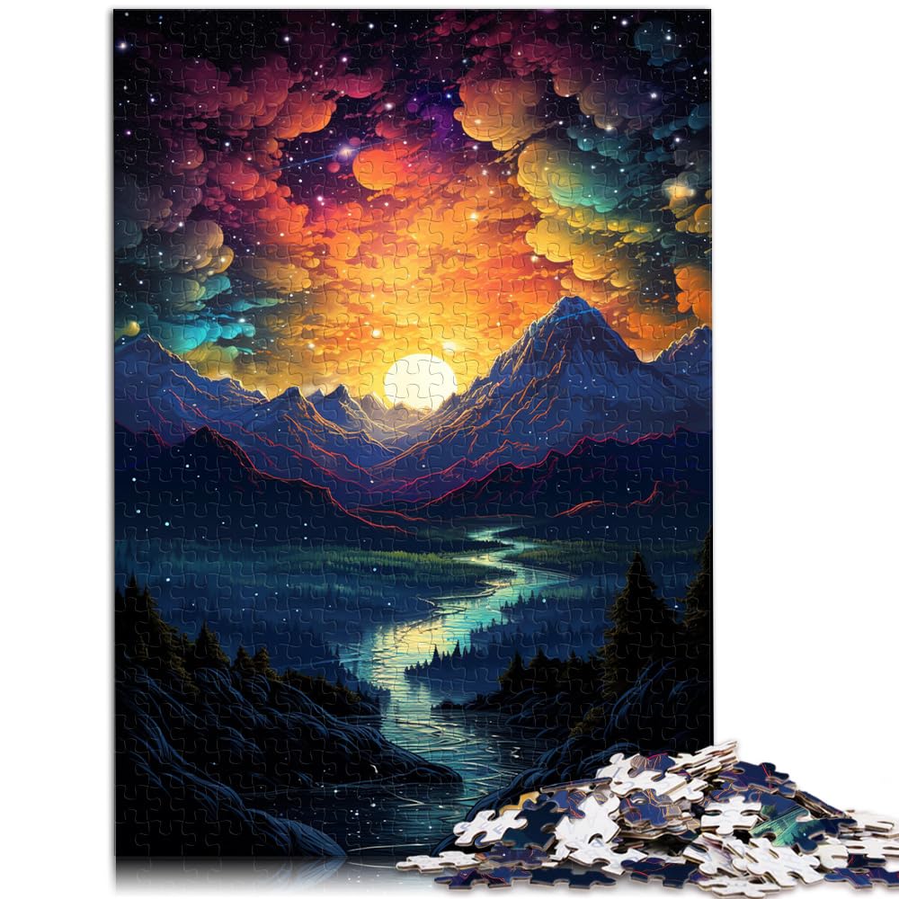 Spielgeschenk Puzzle Bunte psychedelische Landschaft der kosmischen Morgendämmerung 1000 Teile Puzzle-Spielzeug Holzpuzzle Heimdekoration Puzzle-Spielzeug 1000 Teile (50 x 75 cm)