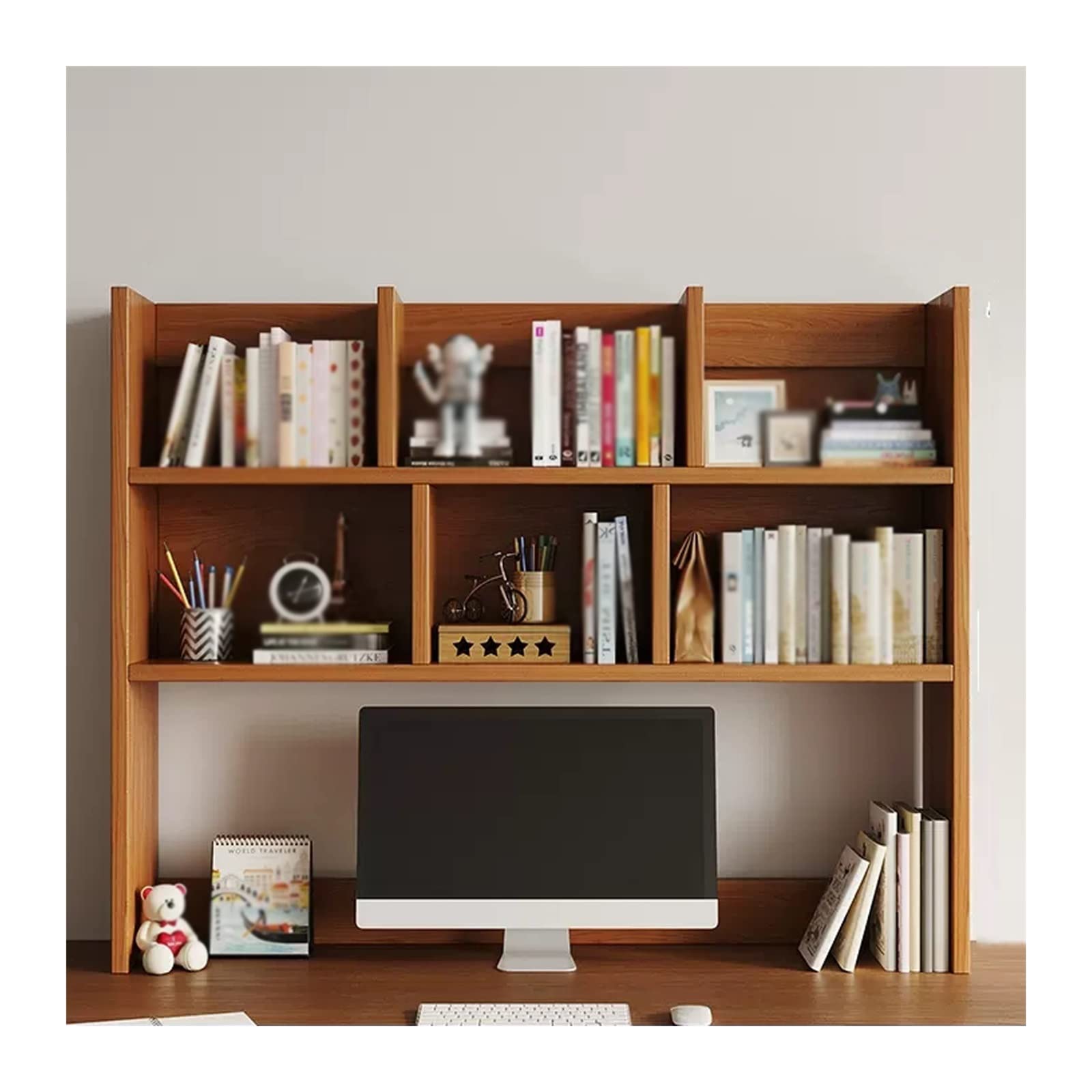 QYZUJIKL Bücherregal Bücherregal Desktop-Organizer Lagerregal Free Style Display Bücherregal, Holz-Arbeitsplatte Bücherregal für Büro, Küche, Badezimmer für Wohnzimmer, Home Office