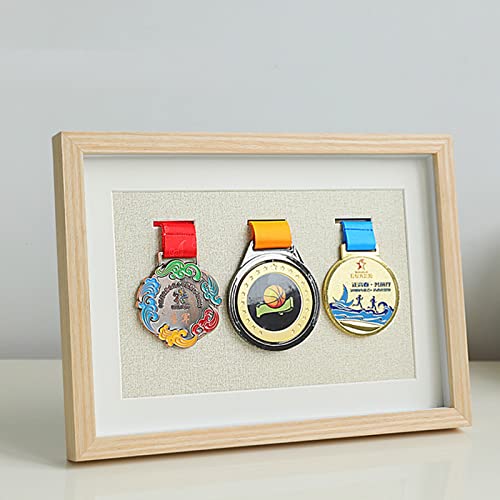 ROFBIHG Medaillenvitrine MitMedaillen, Medaille Display Rahmen, 21x30cm, Mehrfarbig, Massivholzstruktur, Geschenk An Freunde, Die Bei Wettbewerben Medaillen Gewonnen Haben (Color : A